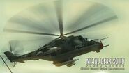 Mi-24D Custom in Metal Gear Solid: Peace Walker, featuring increased firepower and defense.