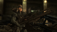 Snake wielding the rail gun in Metal Gear Solid 4.