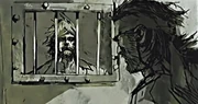 Naked Snake meets Roy Campbell in the San Hieronymo prison.