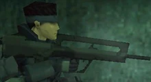 Solid Snake, armed with the FAMAS rifle in Metal Gear Solid.