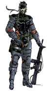 Promotioanl Shinkawa art of Big Boss in Battle Dress.