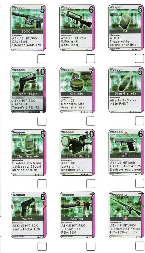Metal Gear Acid cards | Metal Gear Wiki | Fandom