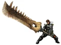 A Monster Hunter clothed as Big Boss.