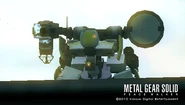 Metal Gear ZEKE charging the railgun. Equipped with all standard ZEKE main and optional components but with the head of the Pupa and legs of Peace Walker. Normal color scheme. Photographer has taken cover to avoid a potentially fatal hit.