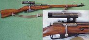 Mosin-Nagant, with a close-up view of the scope.