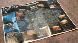 Mapa físico de la región fronteriza Angola-Zaire, incluido en la edición Day One de .