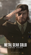 Wallpaper, featuring the bereted Big Boss saluting.