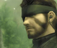 Naked Snake, with bandanna and eyepatch, at Rokovoj Bereg.
