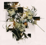 Artwork of Meryl, Snake and Raiden.