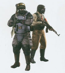 Russian troops, led by KGB agent Zadornov, who occupied the U.S. Missile Base in Nicaragua (Peace Walker Official Art Works).