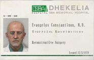 Constantinou's photo ID badge.