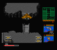 Solid Snake uses a hang glider to cross the damaged bridge.