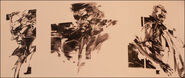 Yoji Shinkawa's sketches of Big Boss, later used in flashback cutscenes.