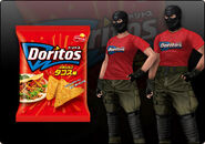 Doritos, DLC Passcode Doritos T-Shirt, and DLC Passcode Doritos soldiers (male and female).