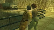 Para-Medic restrains an enemy soldier at the Ravine in Portable Ops.