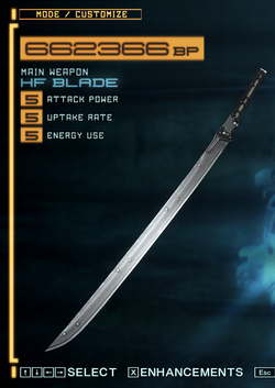 I thought that it would be really cool if we had some sort of shootable  blade like Jetstream Sam's HF Murasama from Metal Gear Rising Revengeance.  I imagine that you could shoot
