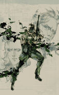 Artwork of Naked Snake, EVA, and The Boss by Yoji Shinkawa.