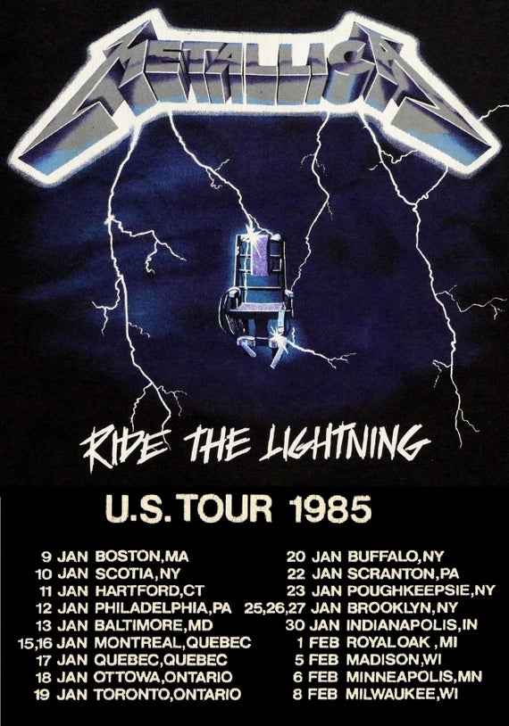 metallica ride the lightning tour 1984