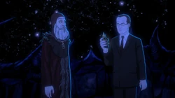 Ishnifus and Offdensen look to one another upon Dethklok rejecting their heroic destinies.