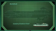 Dethsub size compared to a luxury cruise liner