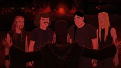 The priest explaining the prophecy of the Dethlights to our reluctant heroes.