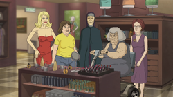 Serveta and the rest of Dethklok's moms, shopping together in the Dethmas episode.