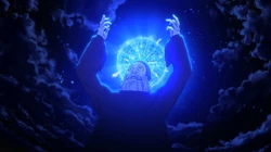 The inactivated Doomstar shining like a halo behind Ishnifus Meaddle.