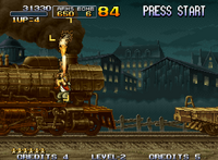 Shoot the smoke from the locomotive's chimney. 1st and 2nd: Point Items 3rd: Bomb Crate