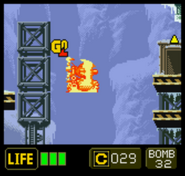 A Metal Slug Attack over a gap.