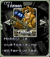 Tarma's card description in Metal Slug Advance