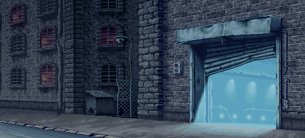 Entrance of Ptolemaic Army's bipedal tank production facility in New York City