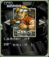 Marco's card description in Metal Slug Advance