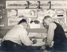 Tex Avery with John Didrik Johnsen working on scenes from this cartoon and Big Heel Watha.