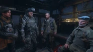 Members of the Aurora crew convincing Miller to take Katya and Nastya with them.
