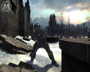 A screenshot from the alpha-version showing a Nazi Stalker with the Reich insignia from the novels.