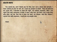 Arsen's death note to Artyom.
