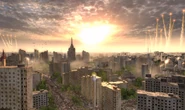 The city shortly before a nuclear blast.