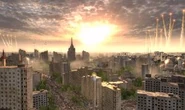 Blick über Moskau, nur wenige Augenblicke bevor die Bomben fielen.
