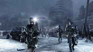 Reich stalkers near the outpost entrance in Metro 2033 Redux