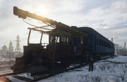 The railcar with the passenger carriage, being inspected by Yermak