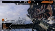 The upgrade menu of the Gatling in Metro Exodus, showing two upgrade slots