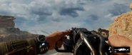 Exodus Gatling.png (1.28 MB) Artyom wielding Metro Exodus' iteration of the Gatling in the Caspian.