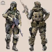 Concept art of the Metro 2033 video game. While none of the concept art images explicitly describe the figures as Stalkers, they feature many characteristics common to them