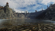 Damaged dam/hydroelectric power station.