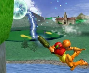 G beam 240.jpg (16 KB) Samus using the Grapple Beam during the Mushroom Kingdom stage in Adventure Mode