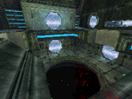 A cloaked Trace stands in the Weapons Complex stage in multiplayer.