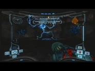 The Omega Pirate's invisible form, revealed briefly in the Combat Visor.