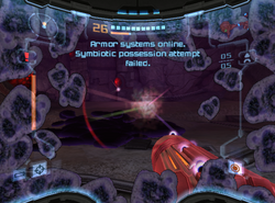 The  notifying Samus of a failed Symbiotic possession attempt.