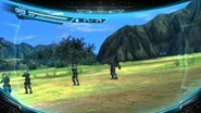 Biosphere Test Area - soldiers in Search View.png (1.5 MB) Samus's perspective as she exits the Exam Center.