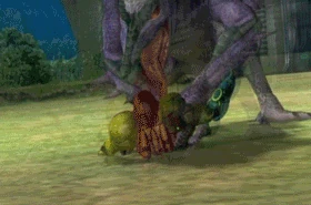 Существо отброшено выстрелом из Плазменной пушки Энтони Хиггса.